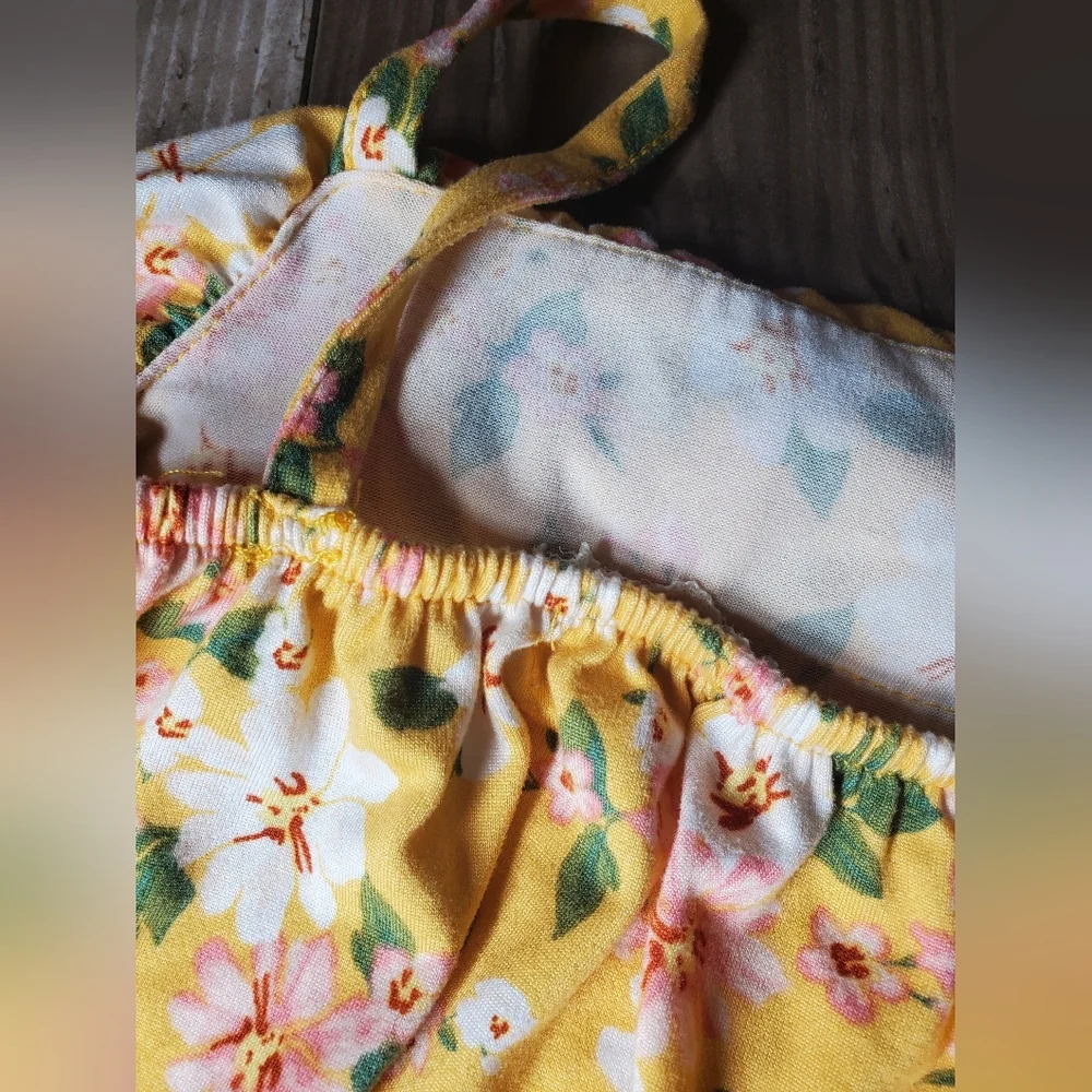 Btween Yellow Green & Pink Floral Toddler Girl Casual Summer Shorts Outfit Set - Picture 7 of 16